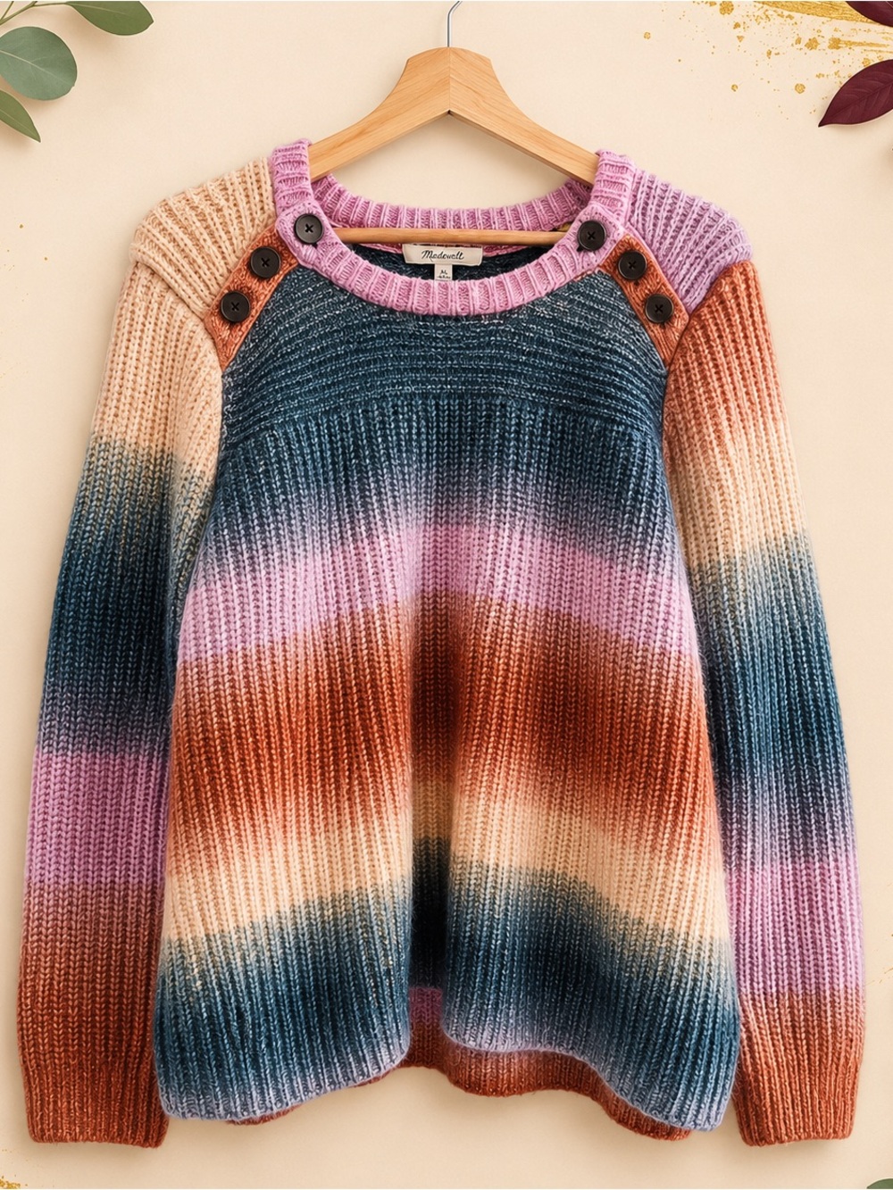 Madewell Rainbow Ombré Wool & Alpaca Blend Sweater | Women’s XL